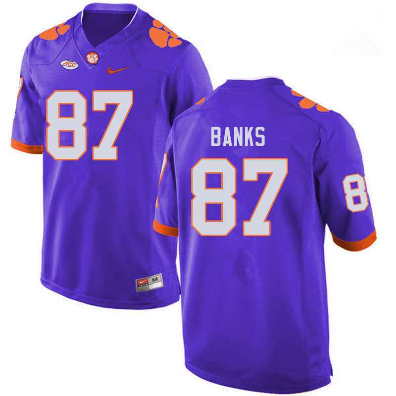 Men #87 J.L. Banks Clemson Tigers College Football Jerseys Sale-Purple